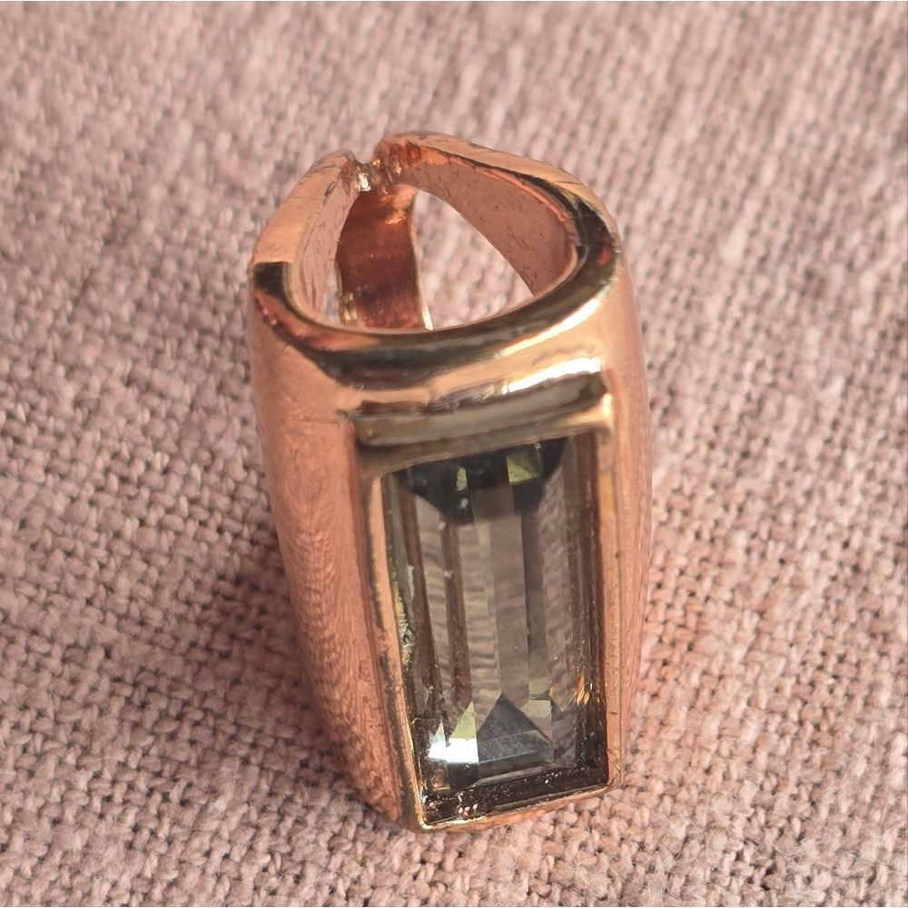 Gold Statement Ring With Clear Gemstone - image 3